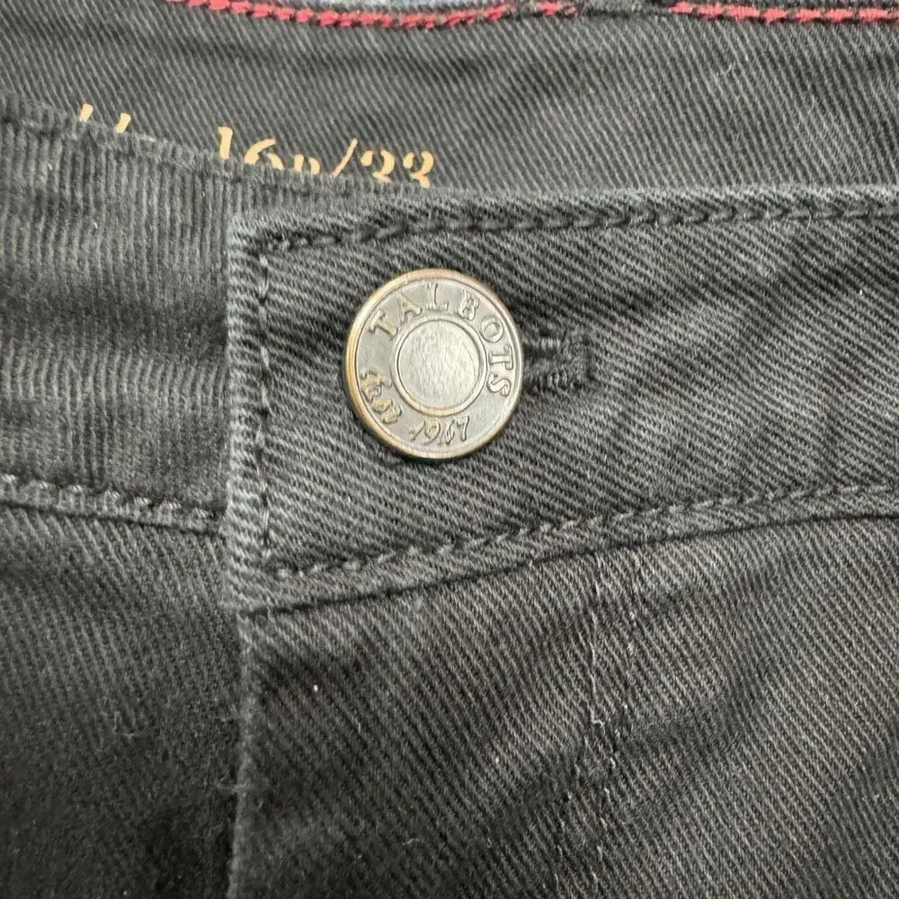 Talbots Signature Crop Jeans Women‎ Size 16P Black Stretch Denim Capri Classic - Picture 3 of 5